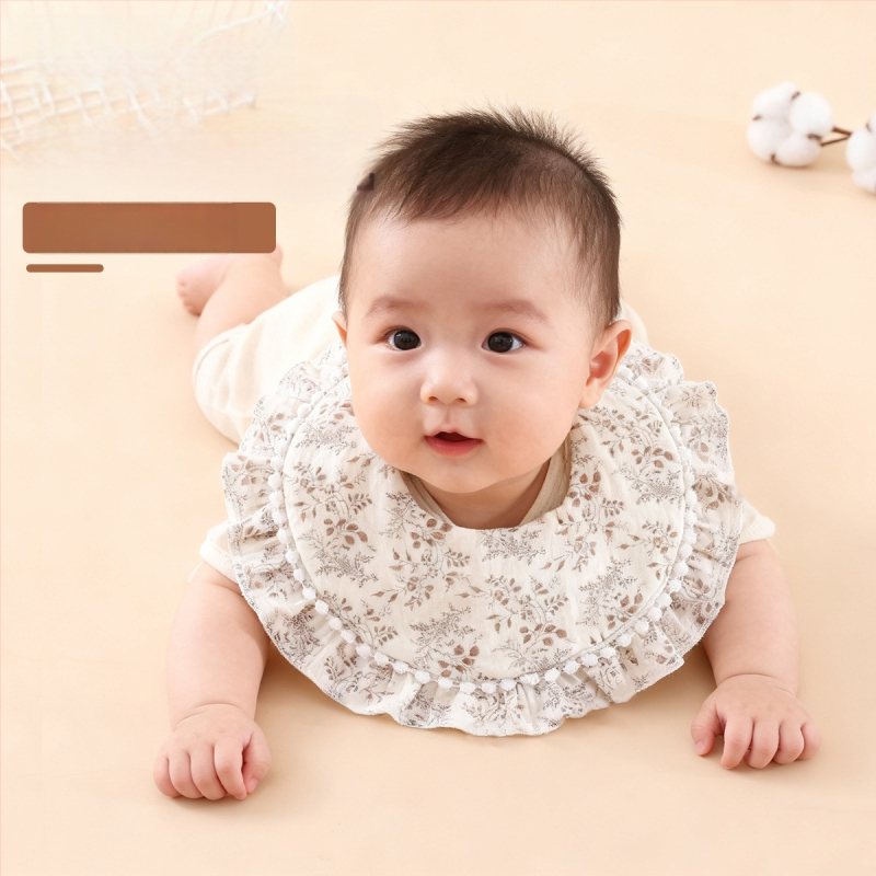 Bērnu lakatiņš ar mežģīni, 6 slāņu kokvilnas gáze, ūdensizturīgs, bērniem 0–1 gads, Elegant