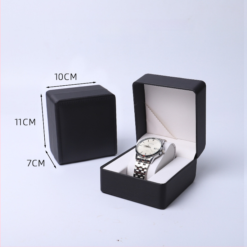 PU ādas pulksteņa kastīte ar noapaļotiem stūriem, iekšējais nodalījums, atverams vāciņš, juvelierizstrādājumu iepakojums