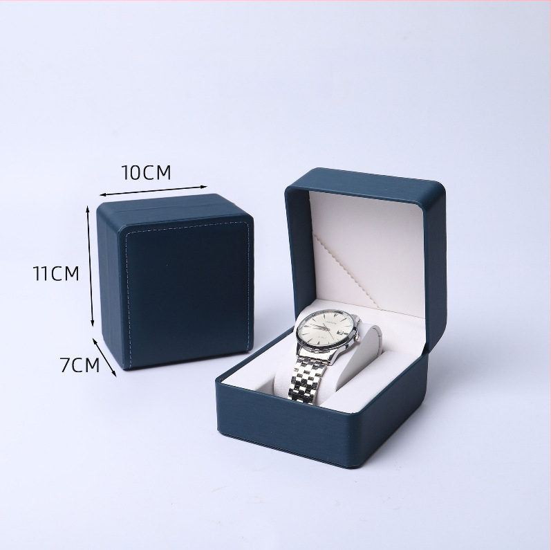 PU ādas pulksteņa kastīte ar noapaļotiem stūriem, iekšējais nodalījums, atverams vāciņš, juvelierizstrādājumu iepakojums