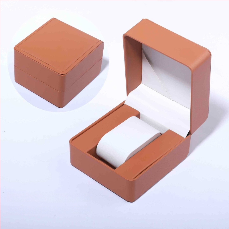 PU ādas pulksteņa kastīte ar noapaļotiem stūriem, iekšējais nodalījums, atverams vāciņš, juvelierizstrādājumu iepakojums