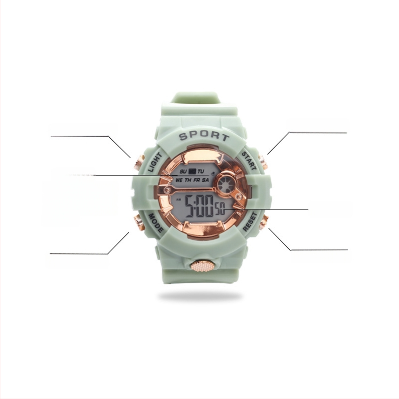 Terry elektroniskais pulkstenis ar NT-881 mehānismu, ciparu displejs, nakts apgaismojums, korpuss PVC un siksniņa PVC, universālais ikdienas sporta pulkstenis