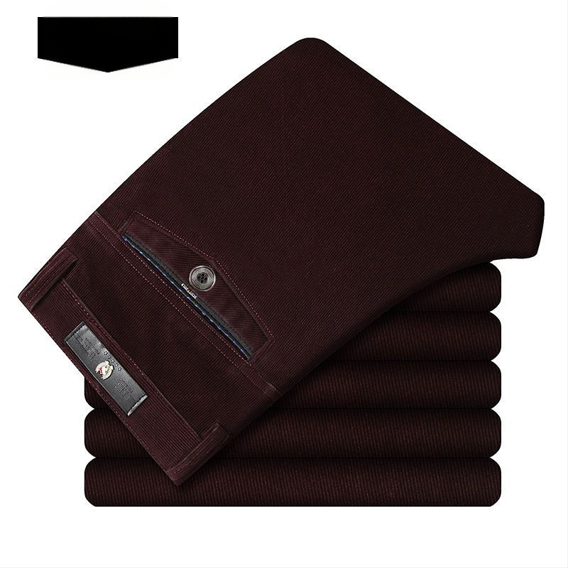 Ανδρικά παντελόνια από corduroy, υψηλή μέση, χαλαρή ίσια γραμμή, φθινοπωρινά-χειμερινά άνετα παντελόνια