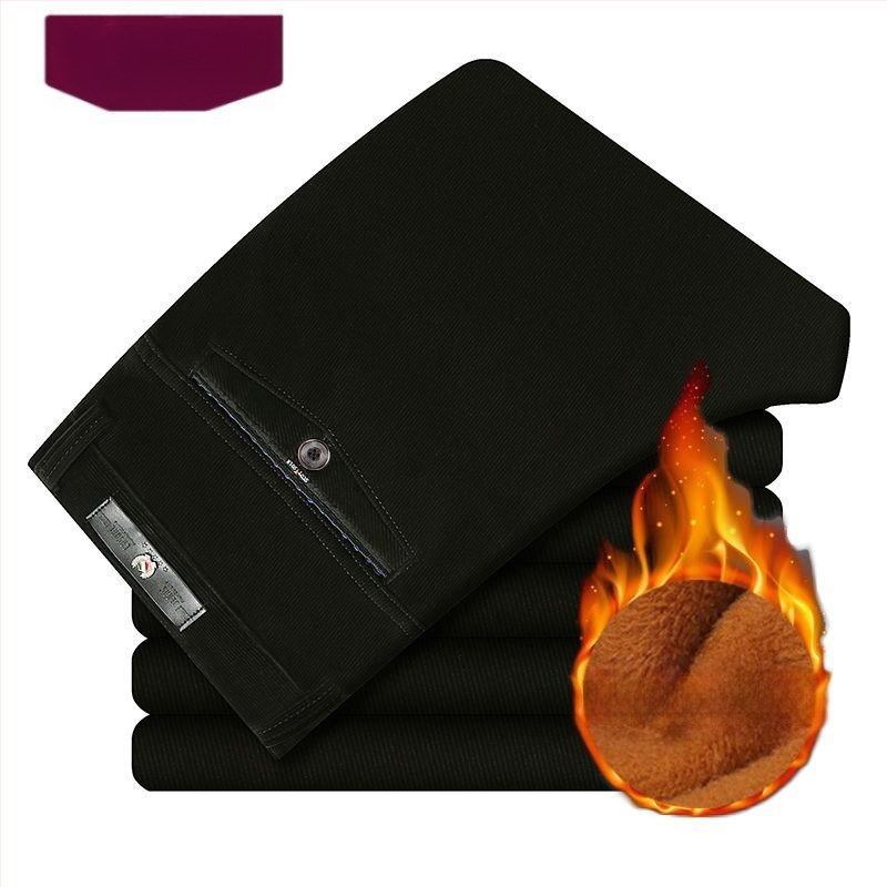 Ανδρικά παντελόνια από corduroy, υψηλή μέση, χαλαρή ίσια γραμμή, φθινοπωρινά-χειμερινά άνετα παντελόνια