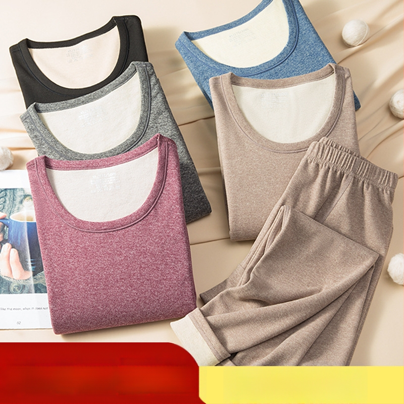 Set de lenjerie termică din lână, dublu strat, țesătură groasă 251-300 g/m2, pulover cu guler rotund și mâneci lungi, pantaloni, unisex