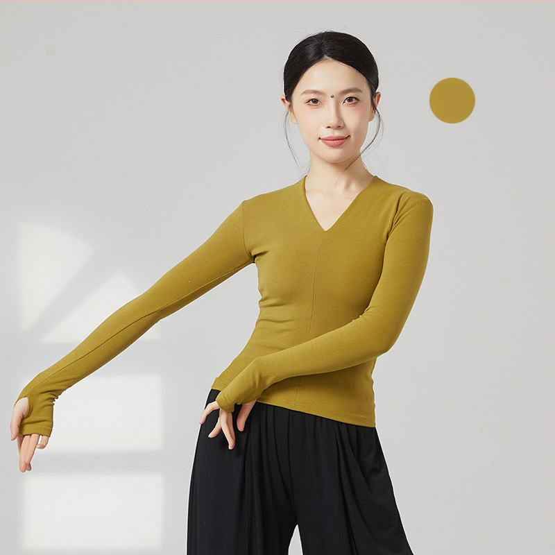 Sieviešu garajām piedurknēm V kakla deju bodijs – vilnas flisa audums, 31,5% akrila, oderē vilnas flisa, piemērots skatuvei, latīņu un tautas dejām