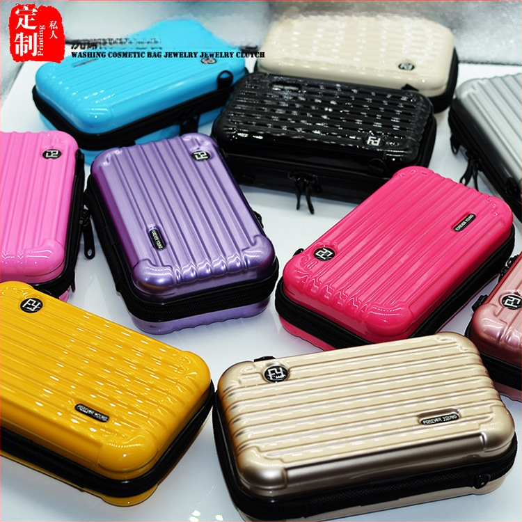 Cietā korpusa ceļojumu kosmētikas soma, ABS+PC materiāls, poliestera oderējums, pilsētas vienkāršs stils, ūdensizturīga, rāvējslēdzēja aizvērums