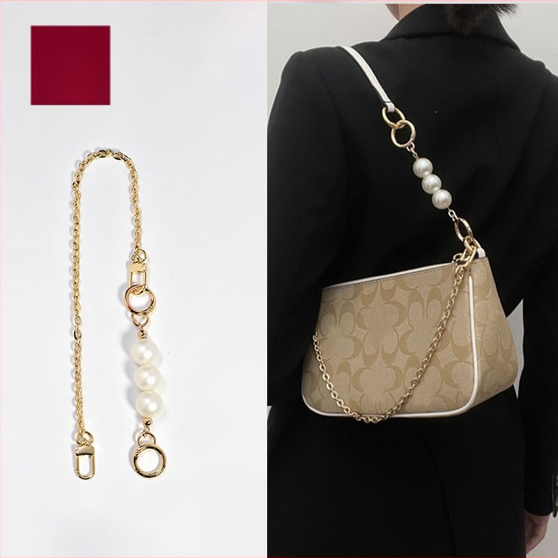 Ιμάντας ώμου από κράμα με επεκτειόμενη αλυσίδα και μαργαριταρένια διακόσμηση – Αξεσουάρ τσάντας για crossbody