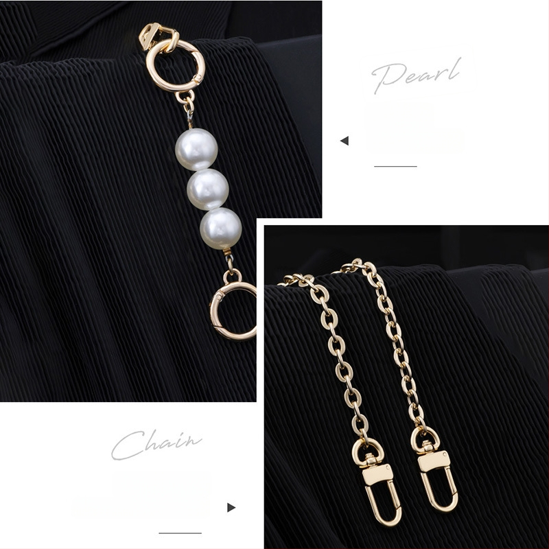 Ιμάντας ώμου από κράμα με επεκτειόμενη αλυσίδα και μαργαριταρένια διακόσμηση – Αξεσουάρ τσάντας για crossbody