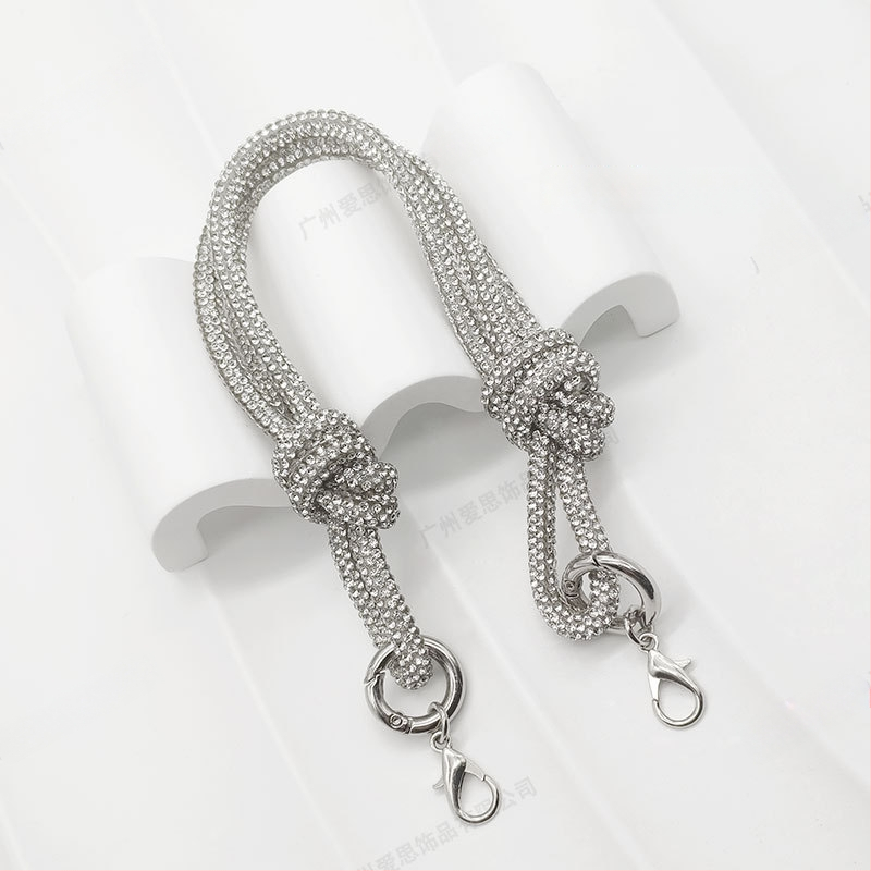 Ιμάντας αλυσίδας διακοσμημένος με διαμάντια, 14 σειρών, για βραδινή τσάντα, ριγέ μοτίβο, κρυσταλλικό υλικό, ανθεκτικό στη φθορά