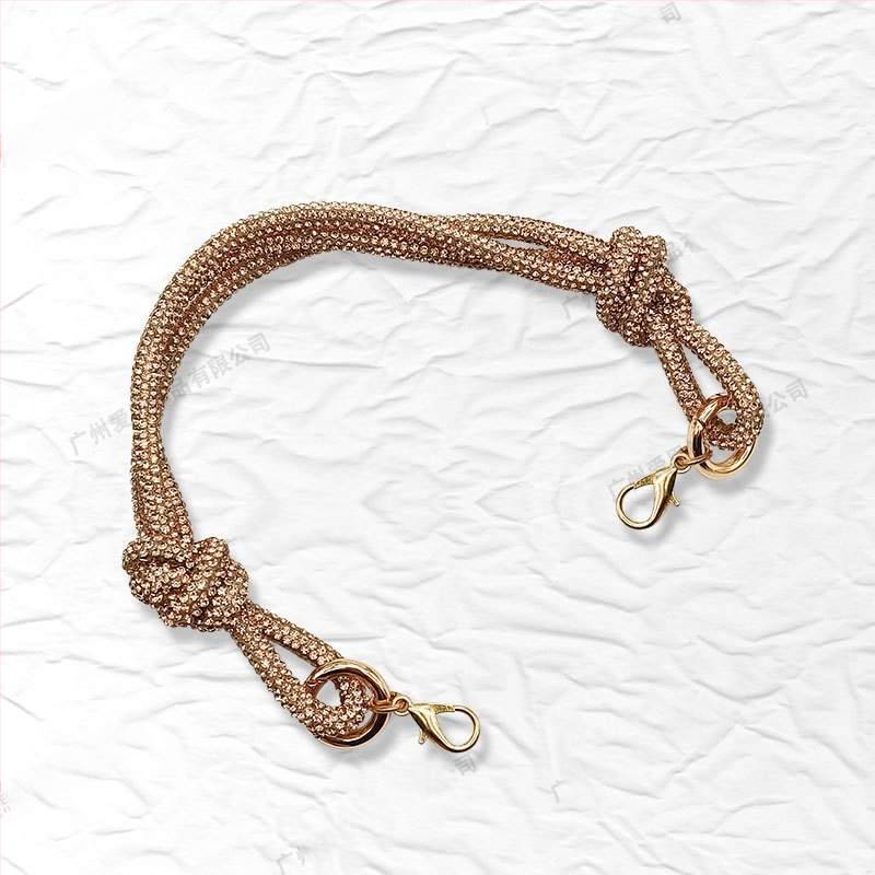 Ιμάντας αλυσίδας διακοσμημένος με διαμάντια, 14 σειρών, για βραδινή τσάντα, ριγέ μοτίβο, κρυσταλλικό υλικό, ανθεκτικό στη φθορά