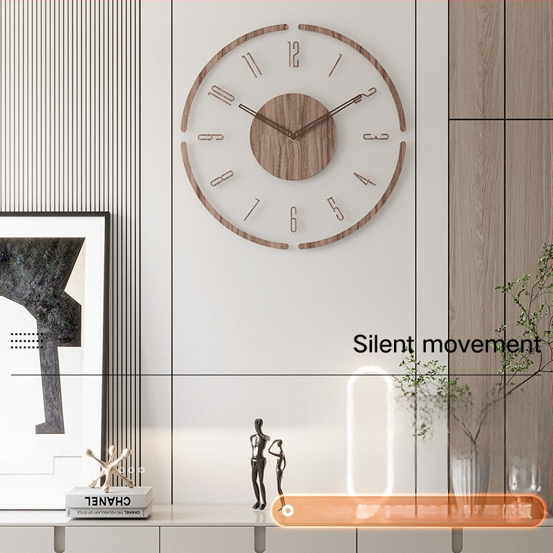 Canovoe 8813 sienas pulkstenis, apaļš, ar bateriju darbība, vienmērīgs sekundes kustība, korpuss no stikla un koka