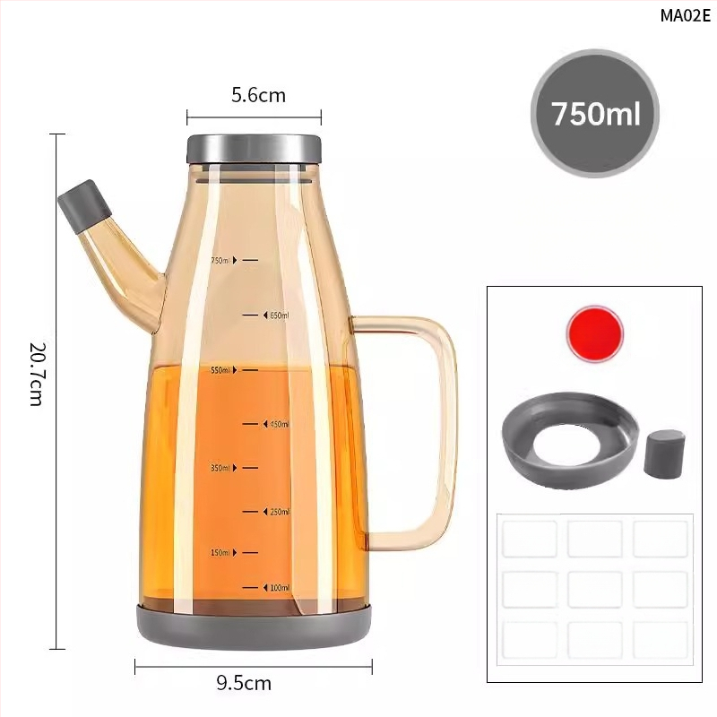 Duo One aliejaus indas iš aukštos borosilikatinio stiklo su spausdintu logotipu, didelė talpa, modernus minimalistinis stilius