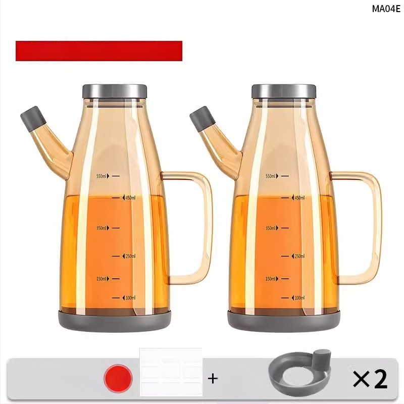 Duo One aliejaus indas iš aukštos borosilikatinio stiklo su spausdintu logotipu, didelė talpa, modernus minimalistinis stilius