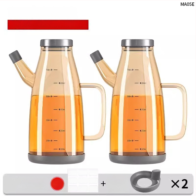 Duo One aliejaus indas iš aukštos borosilikatinio stiklo su spausdintu logotipu, didelė talpa, modernus minimalistinis stilius