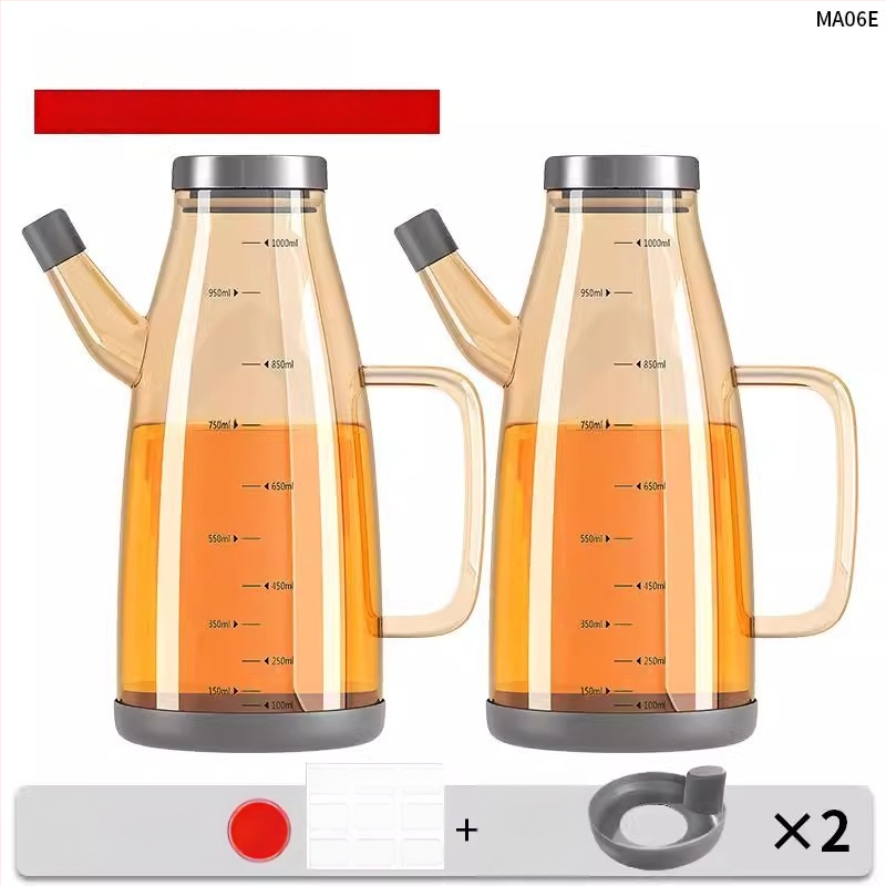 Duo One aliejaus indas iš aukštos borosilikatinio stiklo su spausdintu logotipu, didelė talpa, modernus minimalistinis stilius