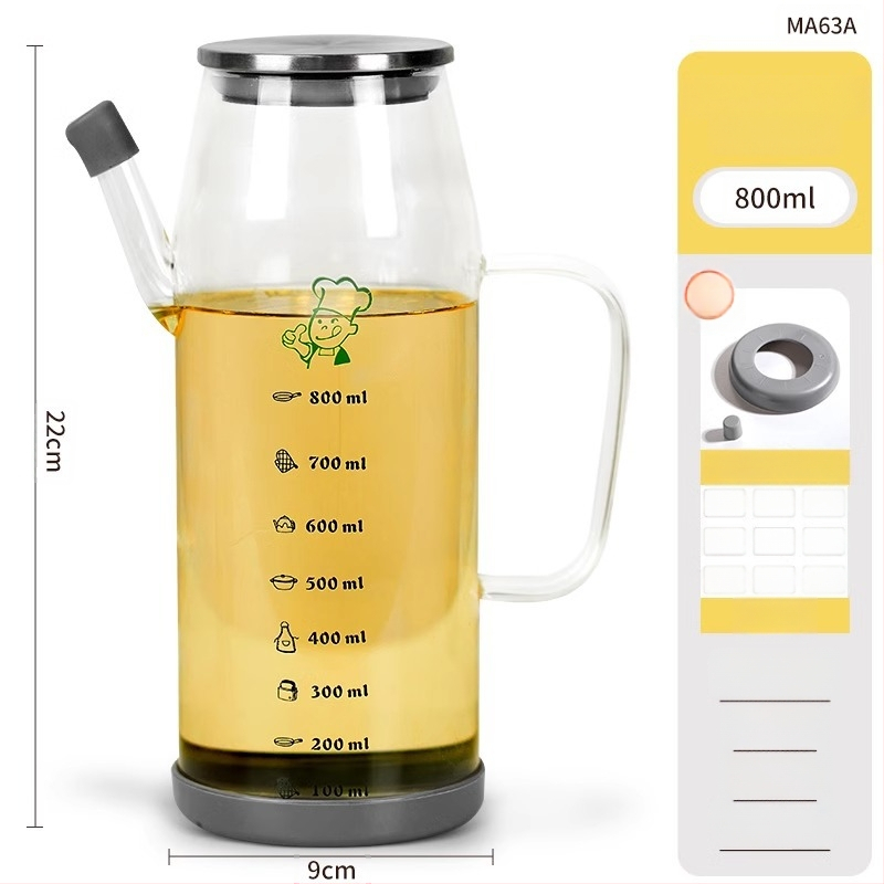 Duo One aliejaus indas iš aukštos borosilikatinio stiklo su spausdintu logotipu, didelė talpa, modernus minimalistinis stilius