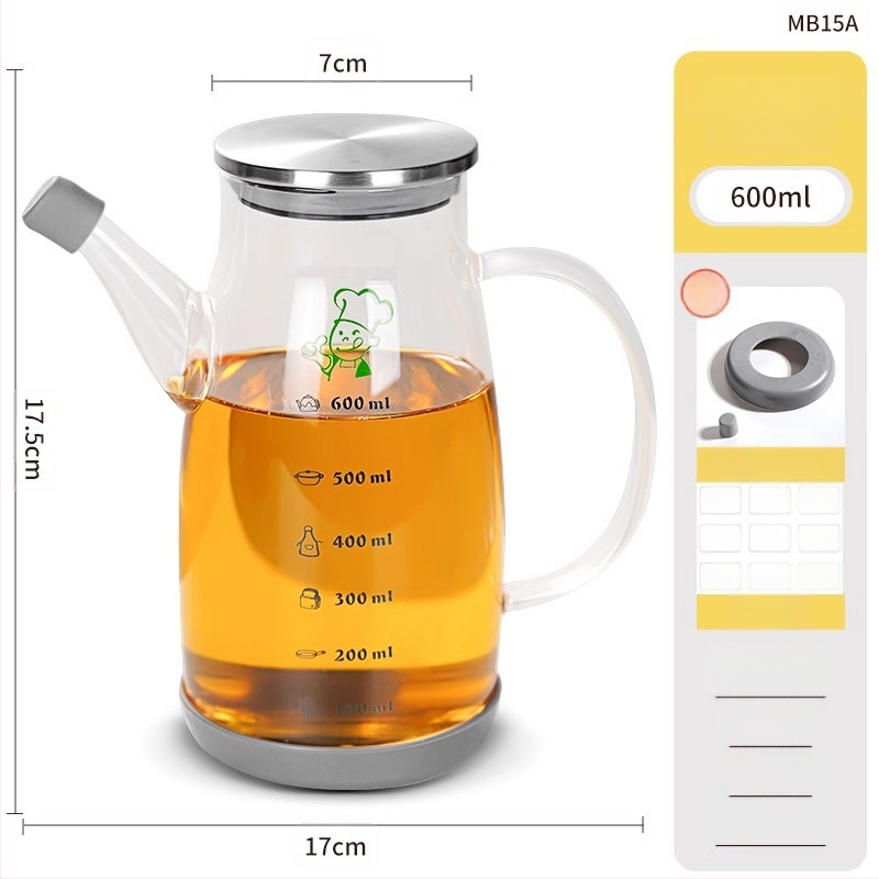 Duo One aliejaus indas iš aukštos borosilikatinio stiklo su spausdintu logotipu, didelė talpa, modernus minimalistinis stilius