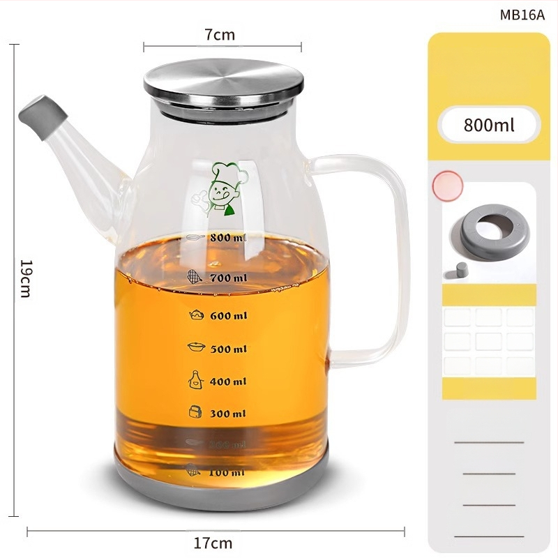 Duo One aliejaus indas iš aukštos borosilikatinio stiklo su spausdintu logotipu, didelė talpa, modernus minimalistinis stilius