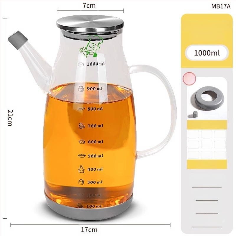 Duo One aliejaus indas iš aukštos borosilikatinio stiklo su spausdintu logotipu, didelė talpa, modernus minimalistinis stilius