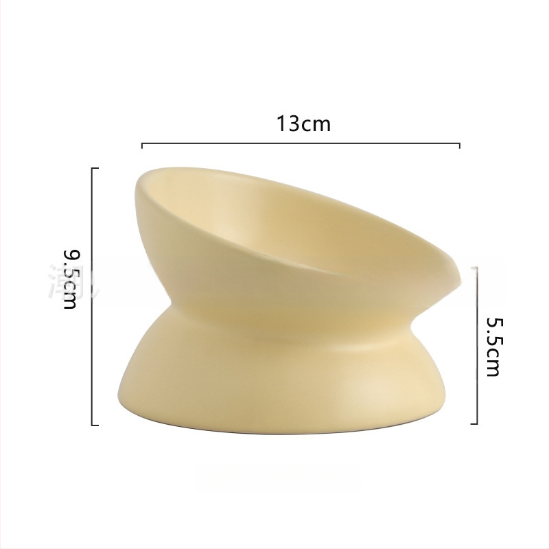 Keraminė vandens dubenėlis katėms su kaklo apsauga ir apsauga nuo apvertimo — naminių gyvūnėlių ėdalo dubuo, prekinis ženklas Pomeranian pottery