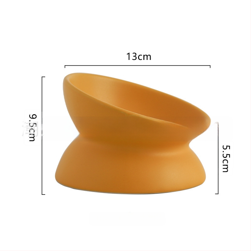 Keraminė vandens dubenėlis katėms su kaklo apsauga ir apsauga nuo apvertimo — naminių gyvūnėlių ėdalo dubuo, prekinis ženklas Pomeranian pottery