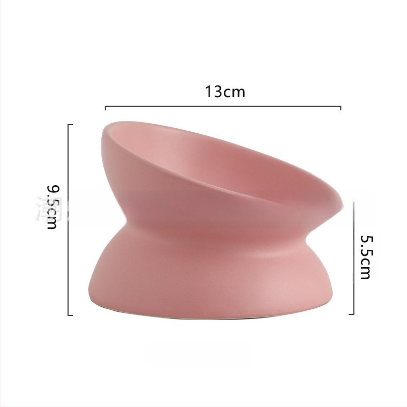 Keraminė vandens dubenėlis katėms su kaklo apsauga ir apsauga nuo apvertimo — naminių gyvūnėlių ėdalo dubuo, prekinis ženklas Pomeranian pottery