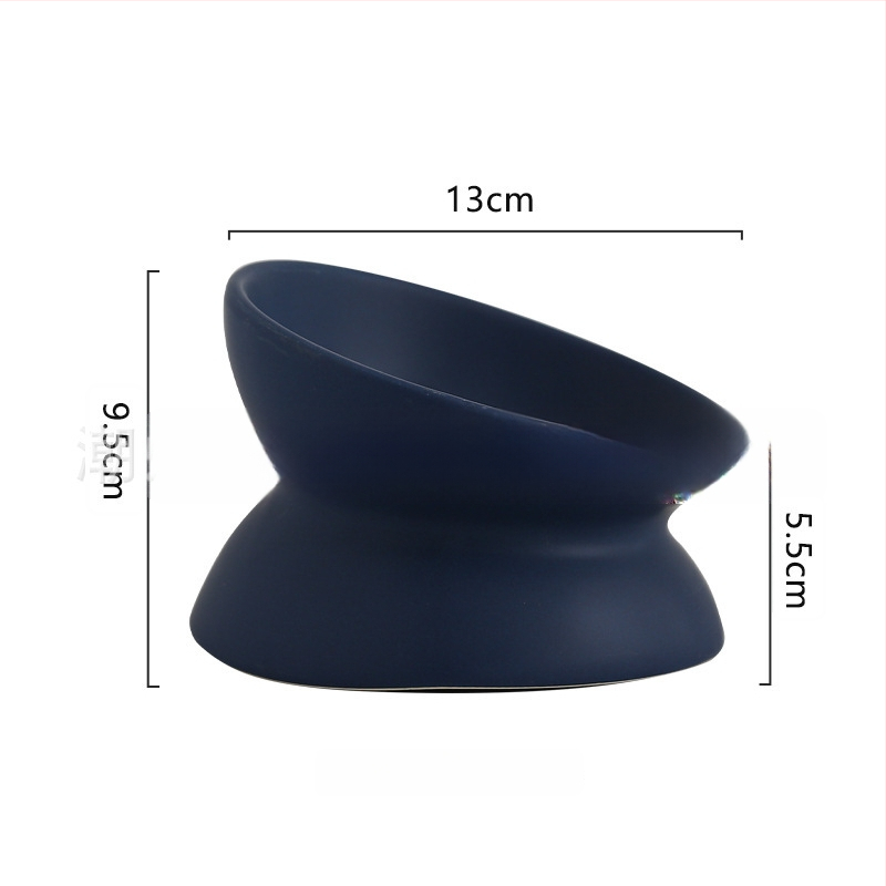 Keraminė vandens dubenėlis katėms su kaklo apsauga ir apsauga nuo apvertimo — naminių gyvūnėlių ėdalo dubuo, prekinis ženklas Pomeranian pottery