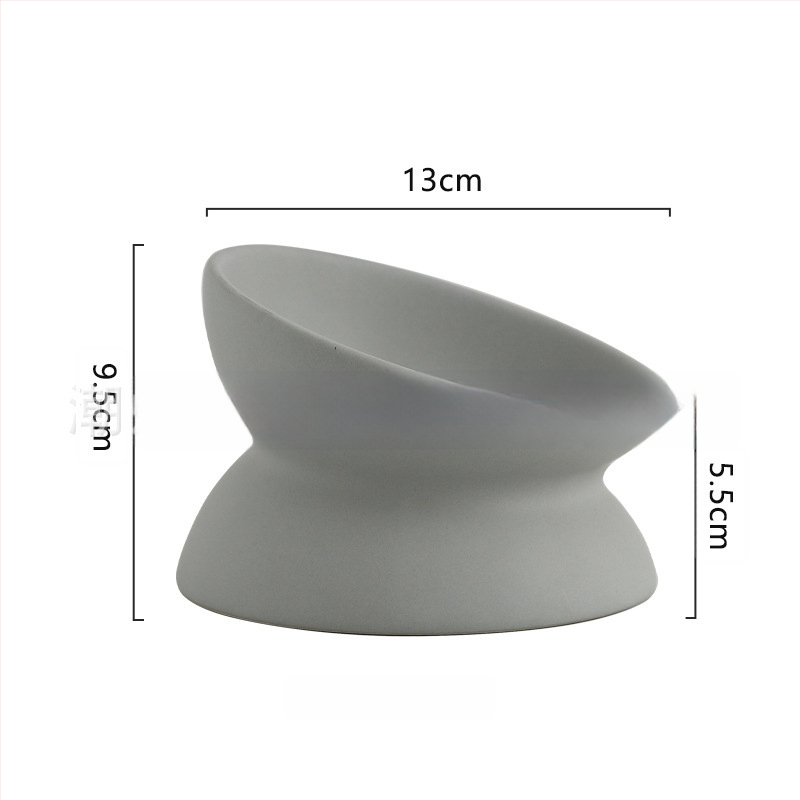 Keraminė vandens dubenėlis katėms su kaklo apsauga ir apsauga nuo apvertimo — naminių gyvūnėlių ėdalo dubuo, prekinis ženklas Pomeranian pottery