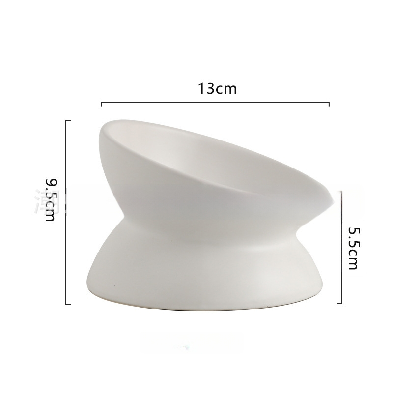 Keraminė vandens dubenėlis katėms su kaklo apsauga ir apsauga nuo apvertimo — naminių gyvūnėlių ėdalo dubuo, prekinis ženklas Pomeranian pottery