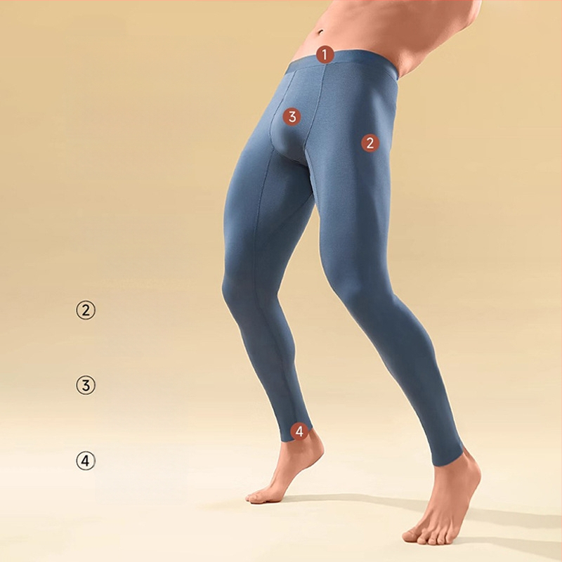 Vīriešu Modal bezšuvju termālās bikses kā bāzes slānim, elpojošas, silta, pilna garuma