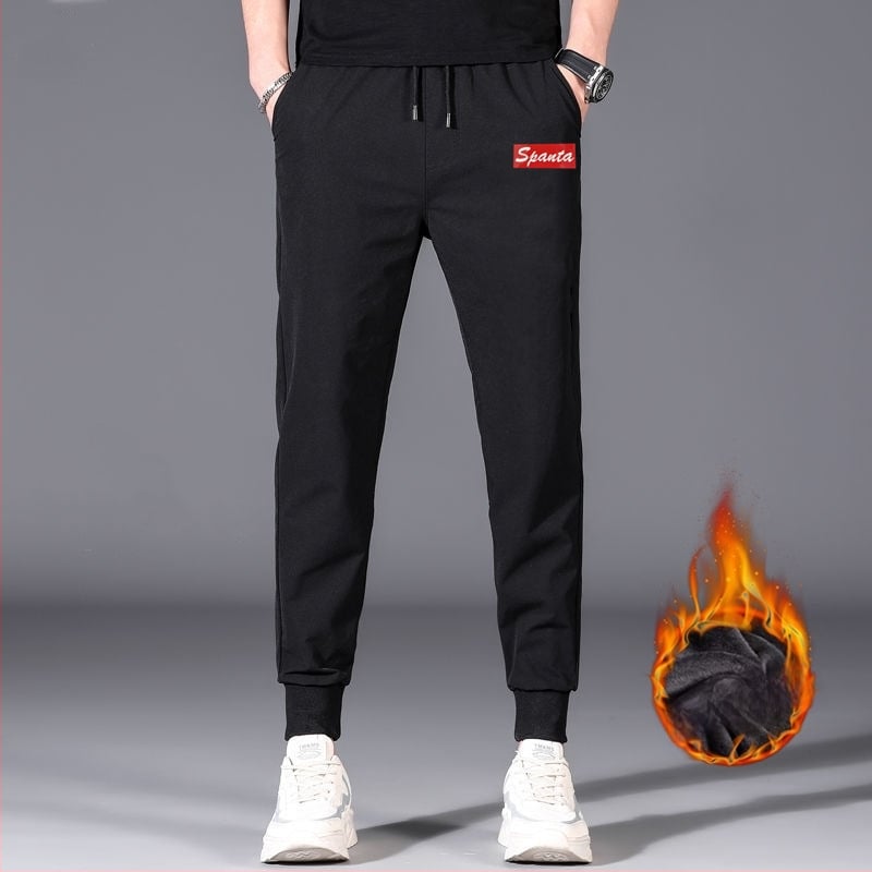 Flīša pildītas darba bikses ar brīvu piegriezumu, potītei aizsiets auklu, poliesteru audums