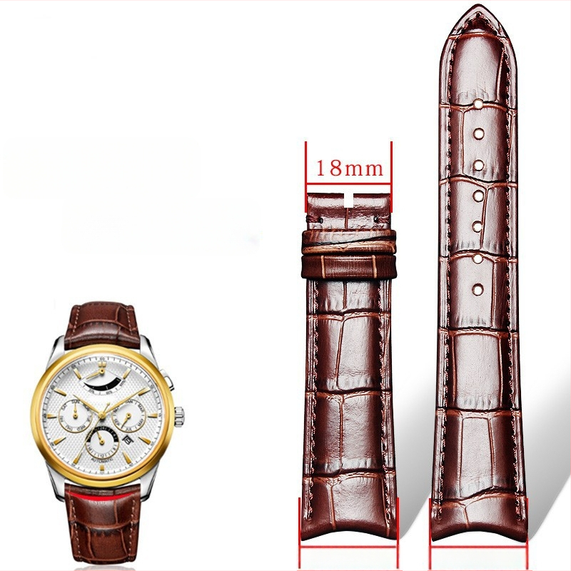 Laikrodžio dirželis iš natūralios odos su krokodilo raštu, Moon Phase Master modelis, viršutinės karvės odos oda, originalus dizainas