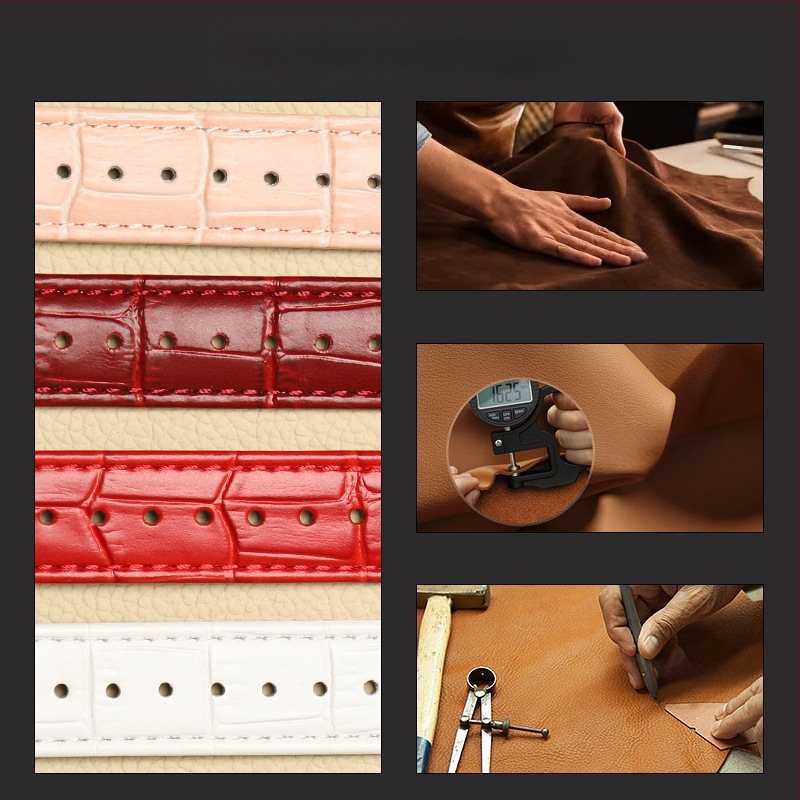 Dviejų pusių odinis laikrodžio dirželis iš pirmosios sluoksnio veršioko odos, su adatos sagtimi, vandeniui atsparus, ASILANDUN, 2024 m. pavasaris, mados OL stilius, miesto keliautojo stilius