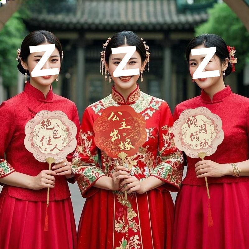 Koka kāzu fāns līgavām – fotorekvizīts, dāvanu kaste, ķīniešu stils