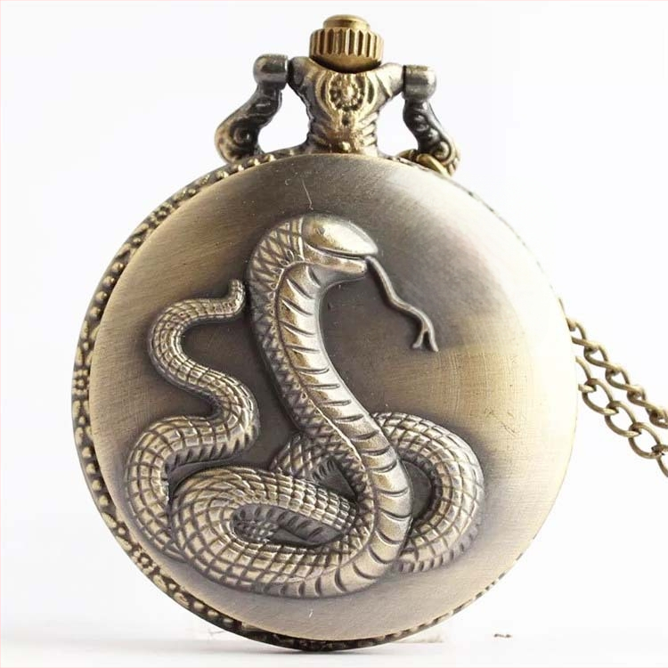 Antīks kabatas pulkstenis ar 12 zodiakiem, kvarca mehānisms, metāla korpuss un kaklarota