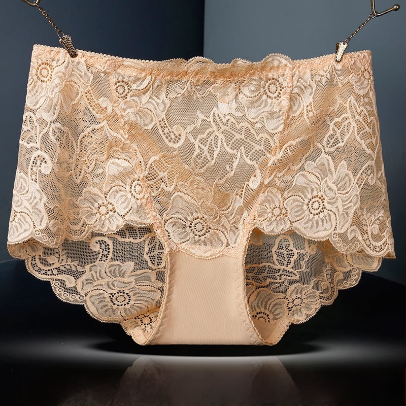 Sieviešu augsta vidukļa biksītes no žakarda mežģīnes – butt lift, elpojošas, neilons 80–90%