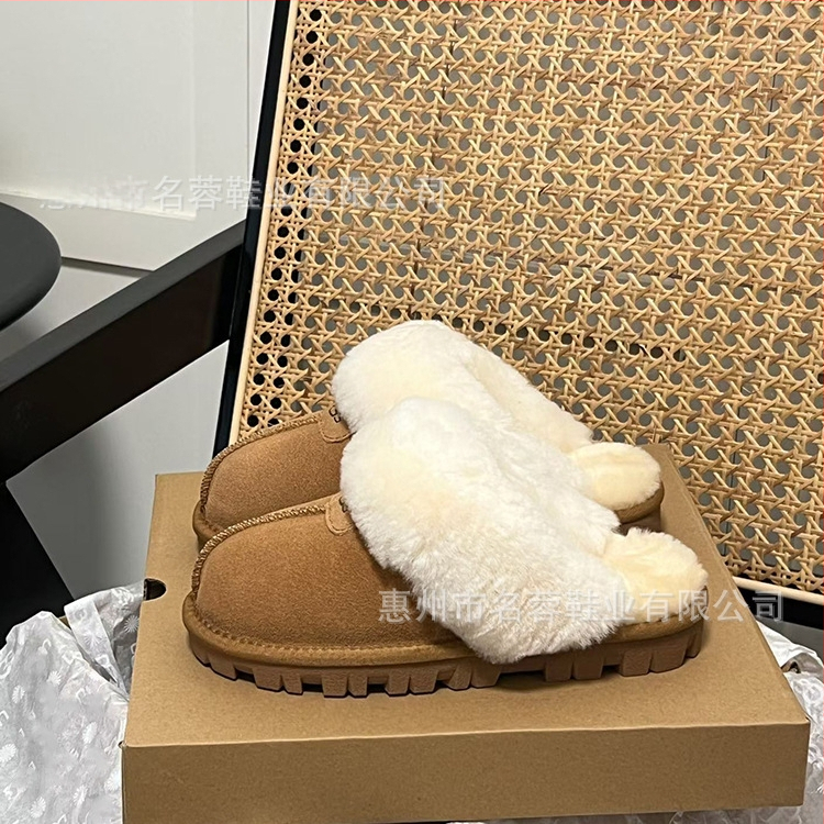 Moteriški snieginiai batai su kailio viršutiniu, avies vilnos vidinė įdėja, stora pada, trumpas aukštis, žiemai 2025