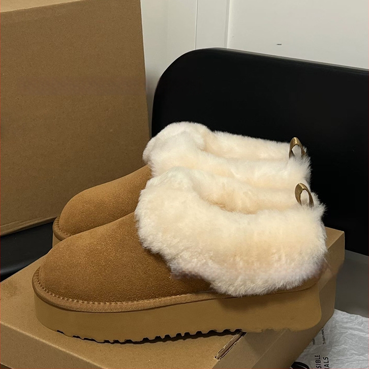 Moteriški snieginiai batai su kailio viršutiniu, avies vilnos vidinė įdėja, stora pada, trumpas aukštis, žiemai 2025