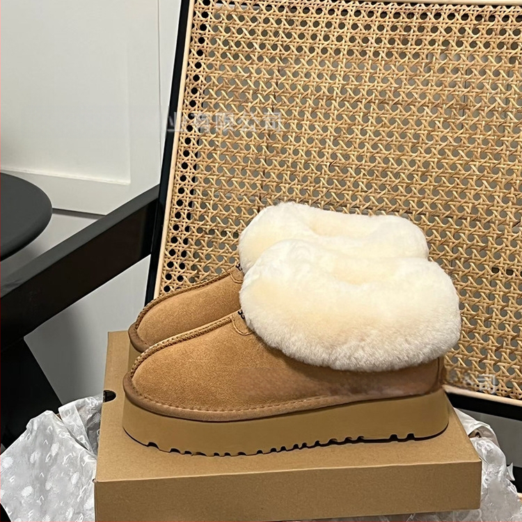 Moteriški snieginiai batai su kailio viršutiniu, avies vilnos vidinė įdėja, stora pada, trumpas aukštis, žiemai 2025