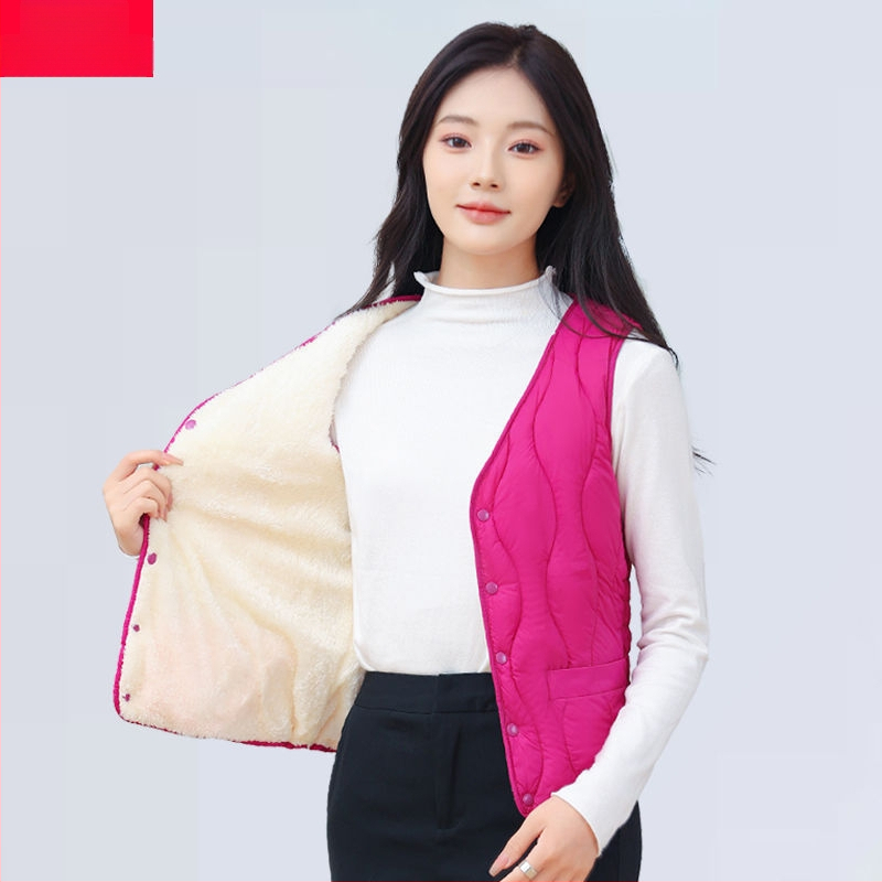 Sieviešu kokvilnas veste ar fleece oderi, rudens–ziemas sezona, regulāra piegriezums, polo apkakle, vienkāršā aizdare
