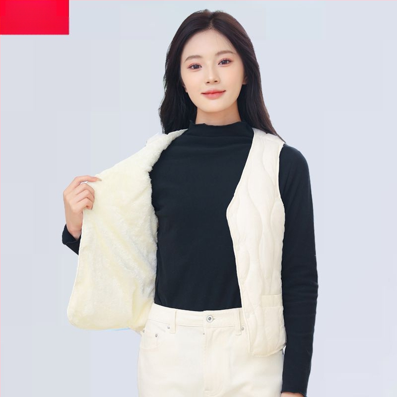 Sieviešu kokvilnas veste ar fleece oderi, rudens–ziemas sezona, regulāra piegriezums, polo apkakle, vienkāršā aizdare