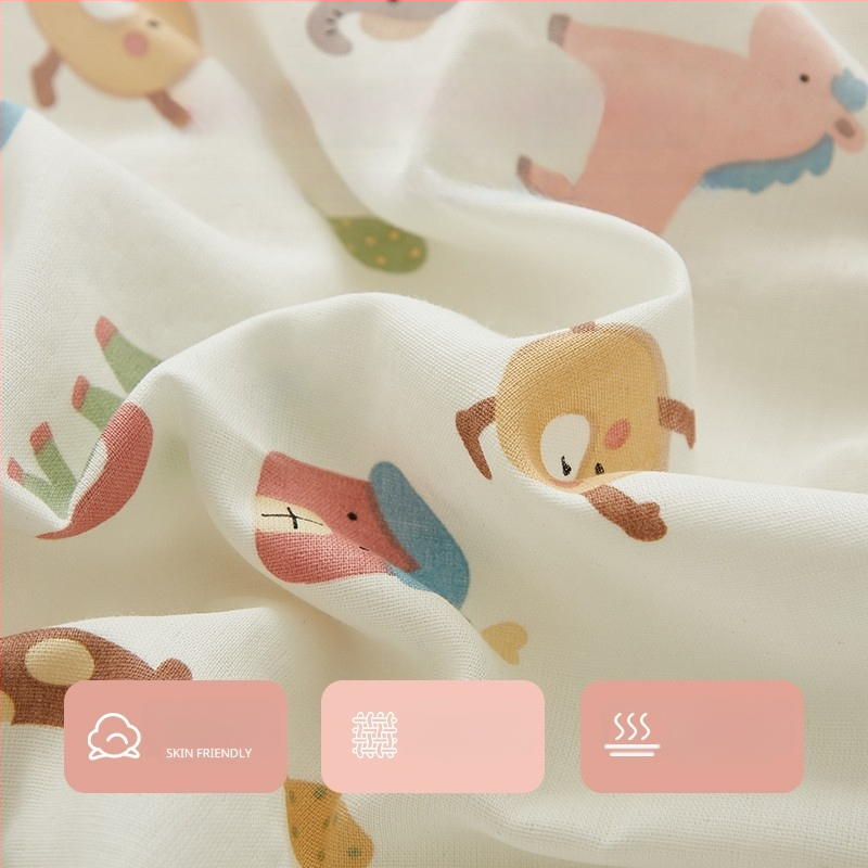 Jastučnica za djecu od 100% pamuka gaze, dvostruka, s dječjim motivom i reaktivnim tiskom