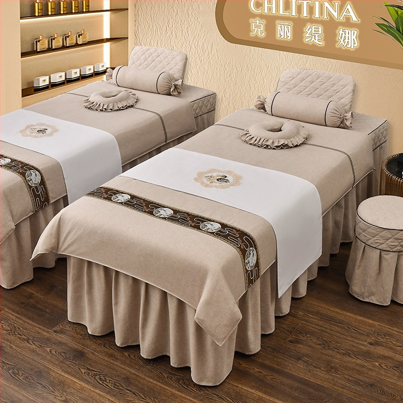Četverodijelni set navlaka za krevet od ledenog svile za četiri godišnja doba, kozmetički salon, europski stil masaže