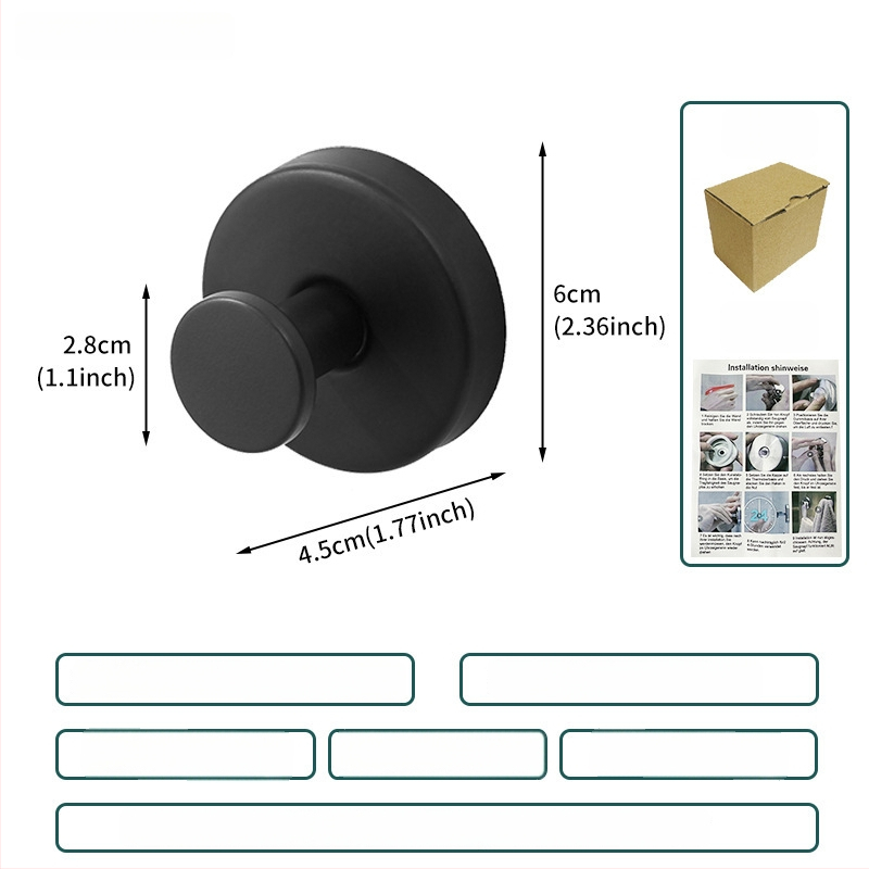 Nerūsējošā tērauda vakuuma piesūcekļa āķis sienai, dvieļiem un apģērbam, viens āķis, mūsdienīgs minimālisms, slodze 3-5 kg