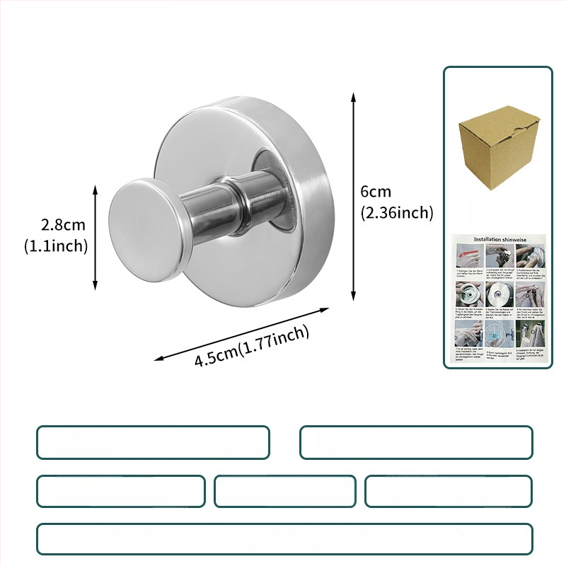 Nerūsējošā tērauda vakuuma piesūcekļa āķis sienai, dvieļiem un apģērbam, viens āķis, mūsdienīgs minimālisms, slodze 3-5 kg