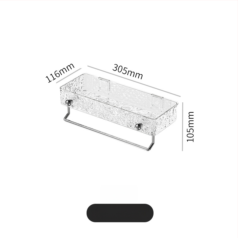 Vannas istabas sienas uzglabāšanas plaukts — bez urbšanas, plastmasas kosmētikas un dvieļu organizētājs