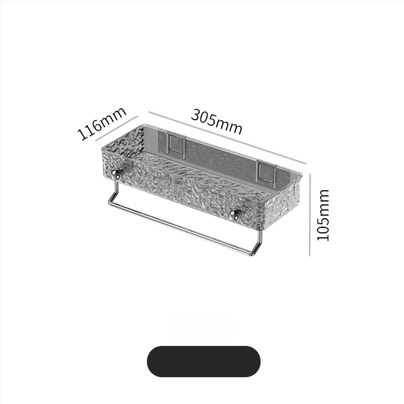 Vannas istabas sienas uzglabāšanas plaukts — bez urbšanas, plastmasas kosmētikas un dvieļu organizētājs