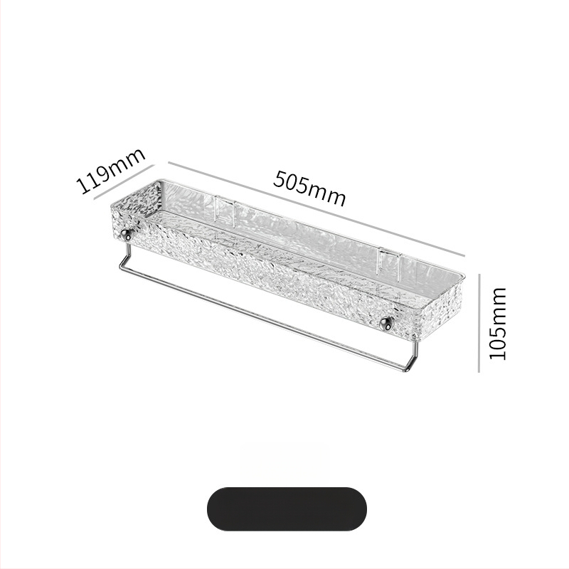 Vannas istabas sienas uzglabāšanas plaukts — bez urbšanas, plastmasas kosmētikas un dvieļu organizētājs