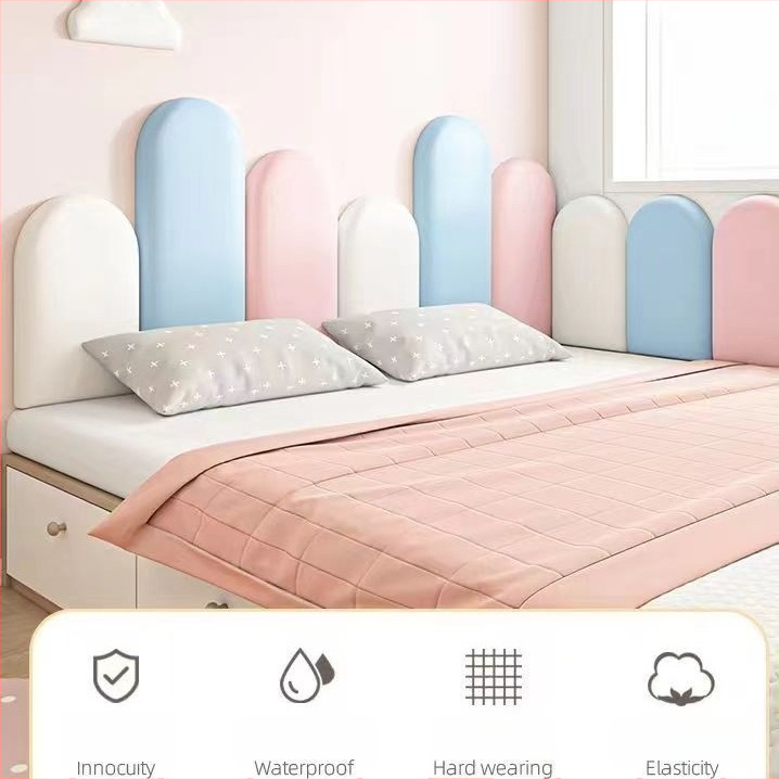 Lovos sienos apvyniojimas su paminkštu nugaros rėmu – dirbtinė oda, vienos spalvos, modernus minimalistinis stilius