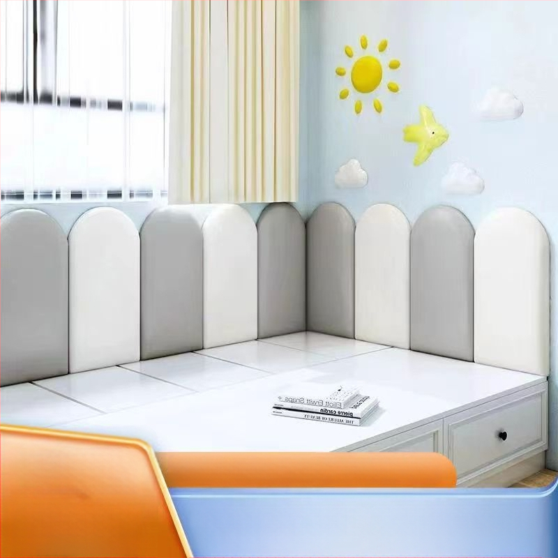 Lovos sienos apvyniojimas su paminkštu nugaros rėmu – dirbtinė oda, vienos spalvos, modernus minimalistinis stilius